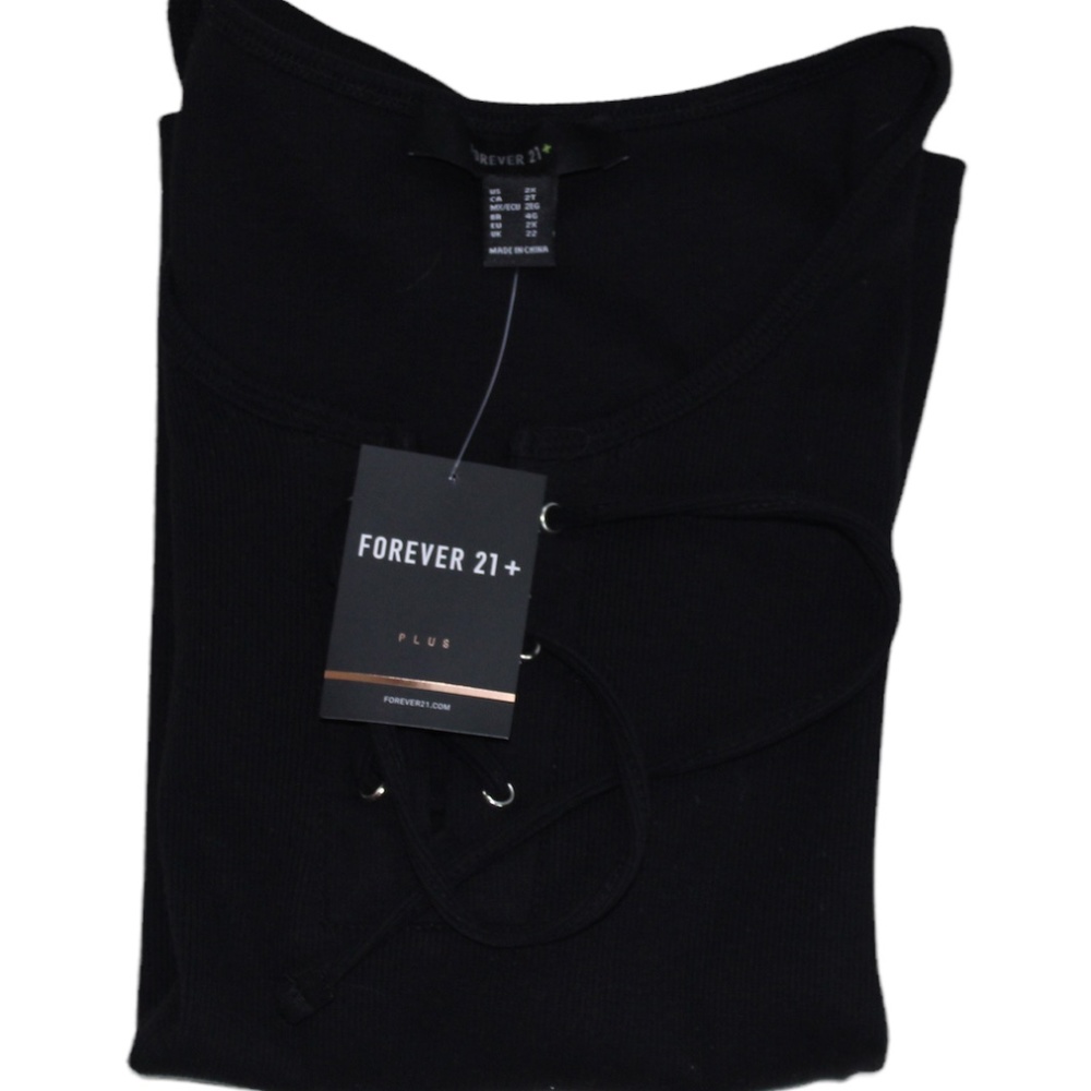 Forever 21 Top Small Black Knit Up V